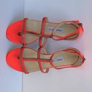 Super fun Jimmy Choo Neon Gladiator Sandals . Gently worn with minor scuffs.